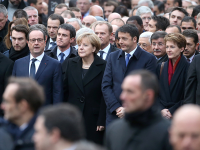 Перед Маршем солидарности Порошенко встретился с Меркель и Олландом