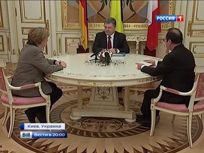 Меркель, Олланд и Порошенко проводят переговоры в Киеве