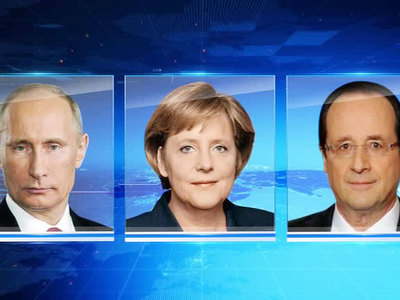 Путин, Меркель и Олланд пообщались по телефону