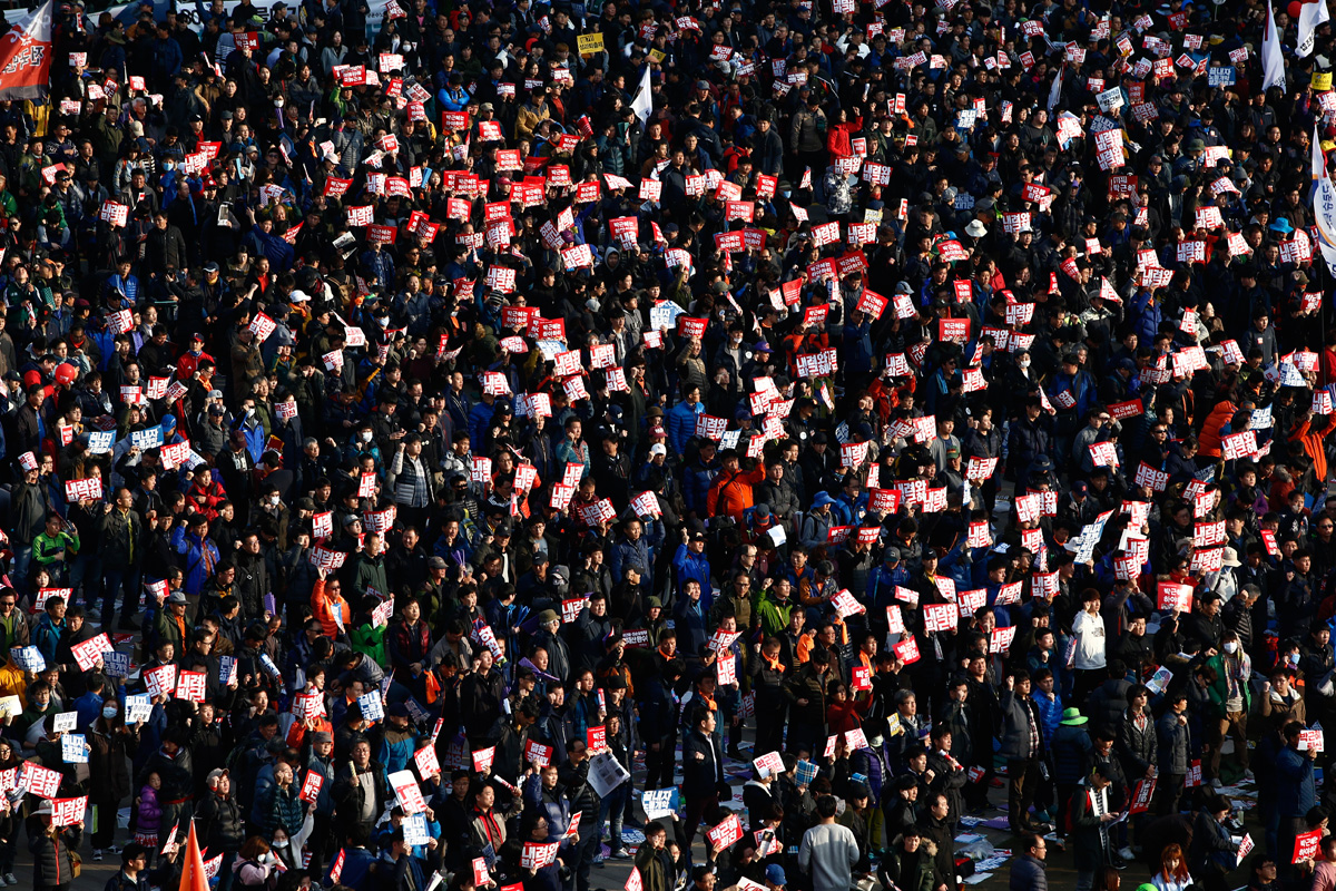 Южная Корея митинг протеста против президента